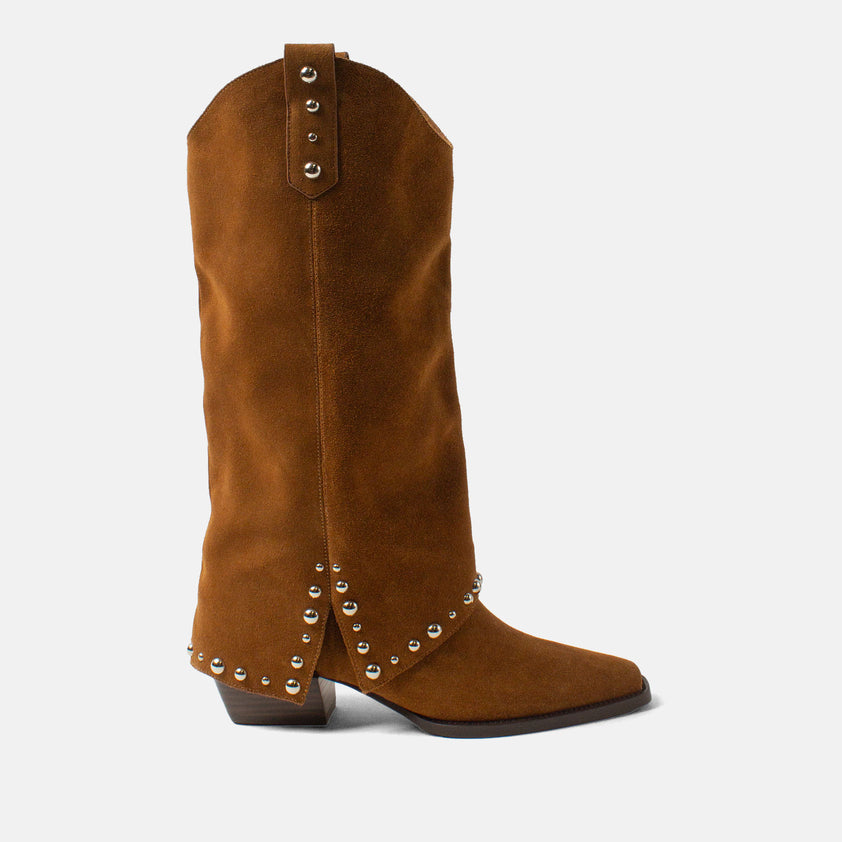 Jane Dames Laarzen Suede Cognac