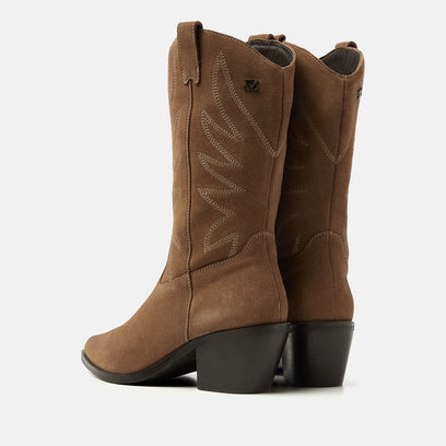 Louise Dames Cowboy Laarzen Suede Taupe