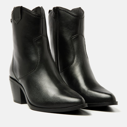 Ambre Dames Enkellaarsjes Leer Black