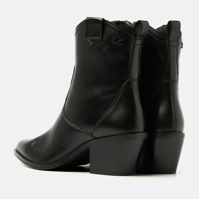 Ambre Dames Enkellaarsjes Leer Black