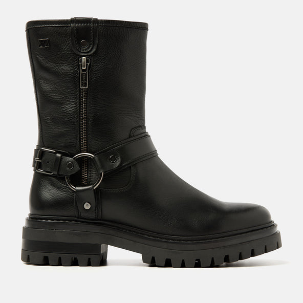 Merle Dames Biker Boots Leer Black Merle Dames Biker Boots Leer Black
