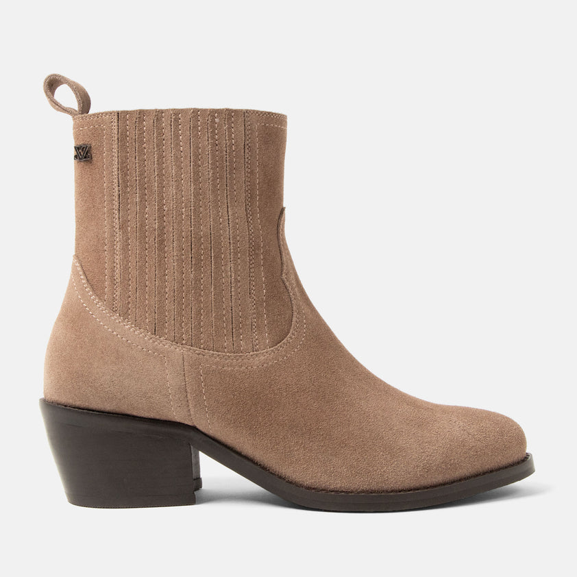 An Dames Enkellaarsjes Suede Taupe