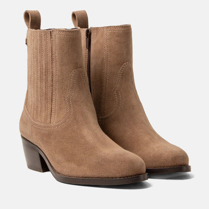 An Dames Enkellaarsjes Suede Taupe