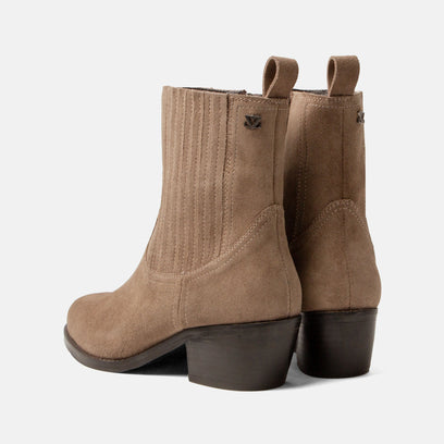 An Dames Enkellaarsjes Suede Taupe