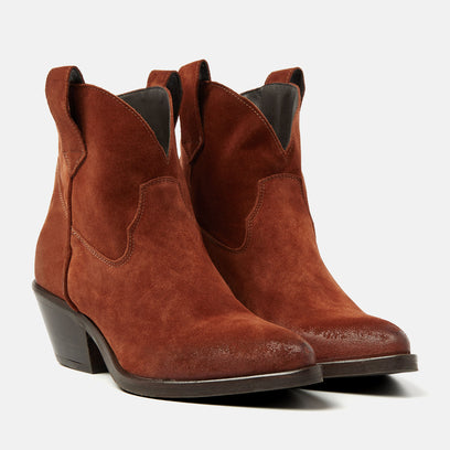 Gigi Dames Enkellaarsjes Suede Rust