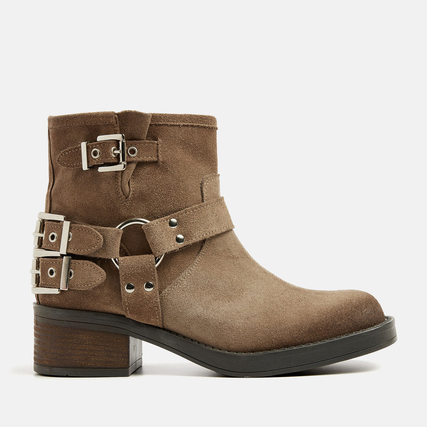Coco Dames Biker Boots Suede Sand