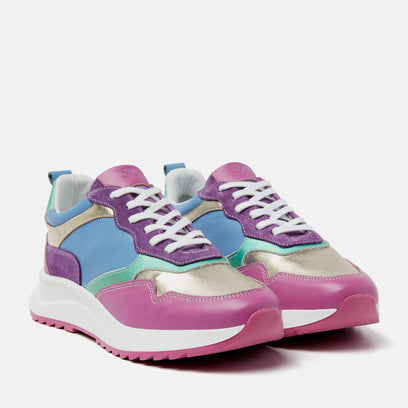 Valencia Leren Dames Sneakers Fuxia