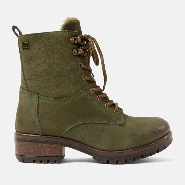 Kia Dames Veterboots Leer Green Kia Dames Veterboots Leer Green