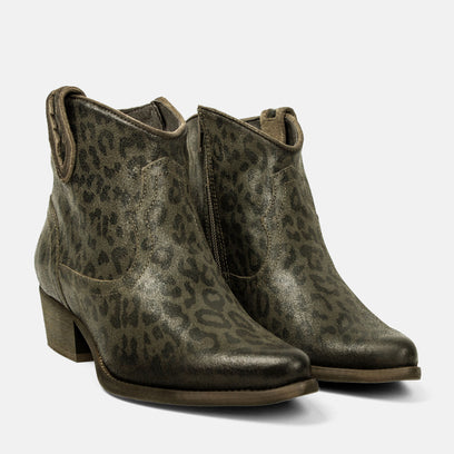 Nila Dames Enkellaarsjes Leer Green