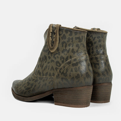 Nila Dames Enkellaarsjes Leer Green