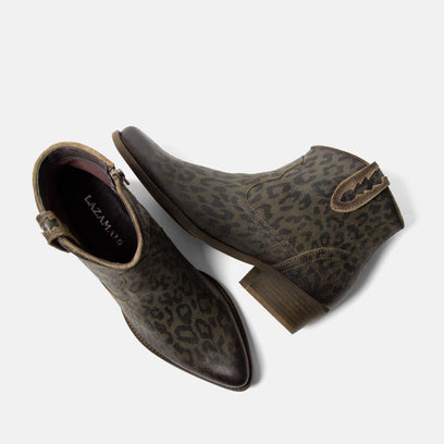 Nila Dames Enkellaarsjes Leer Green