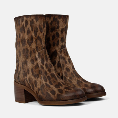 Chiki Dames Enkellaarsjes Leer Brown