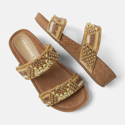 Sol Dames Slippers Leer Beige