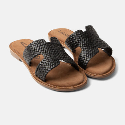 Flor Dames Slippers Leer Black