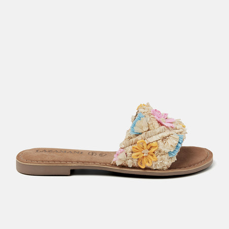 Jolie Raffia Dames Slippers Beige Jolie Raffia Dames Slippers Beige