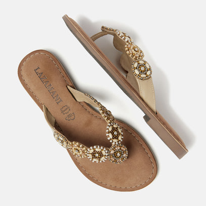 Soe Leren Dames Slippers Beige