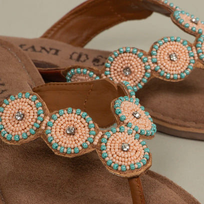 Luna Dames Slippers Leer Peach