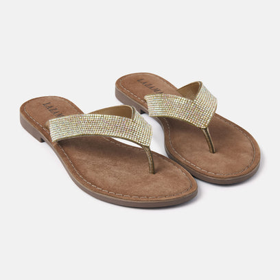 Ilja Leren Dames Slippers Gold