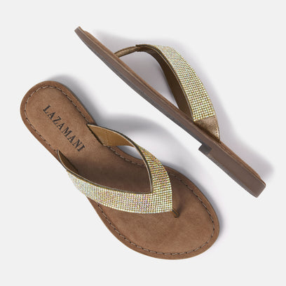 Ilja Leren Dames Slippers Gold