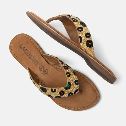 Ebba Dames Slippers Leer Beige