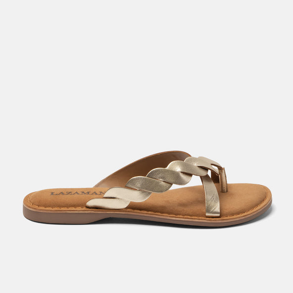 Avi Dames Teenslippers Leer Gold Avi Dames Teenslippers Leer Gold
