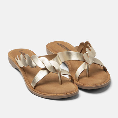 Avi Dames Teenslippers Leer Gold