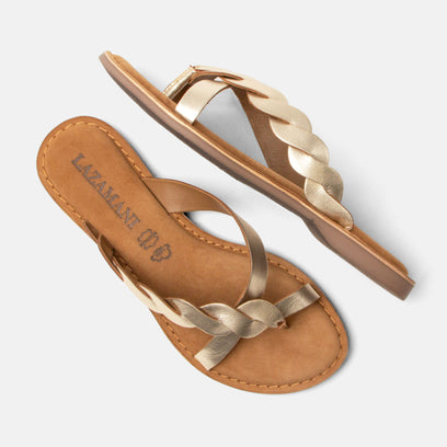 Avi Dames Teenslippers Leer Gold