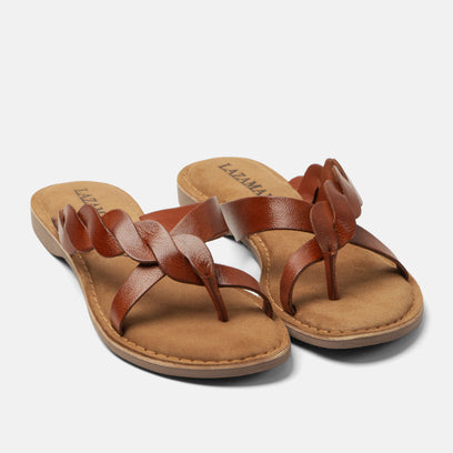 Avi Dames Teenslippers Leer Tan