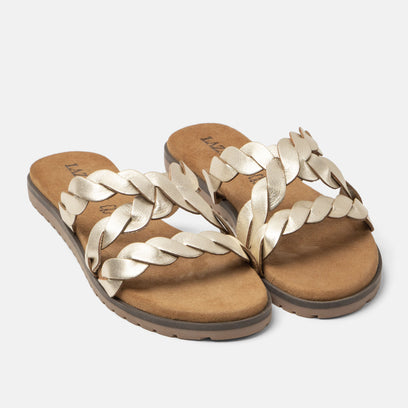 Edsi Dames Slippers Leer Gold