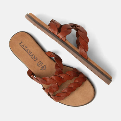Edsi Dames Slippers Leer Tan