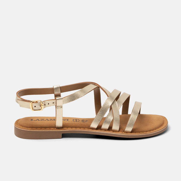 Zuza Dames Sandalen Leer Gold Zuza Dames Sandalen Leer Gold
