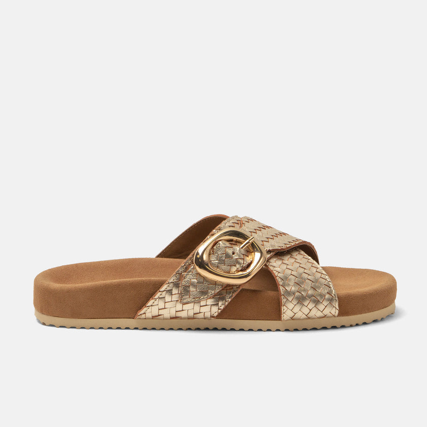 Kaja Dames Slippers Leer Gold