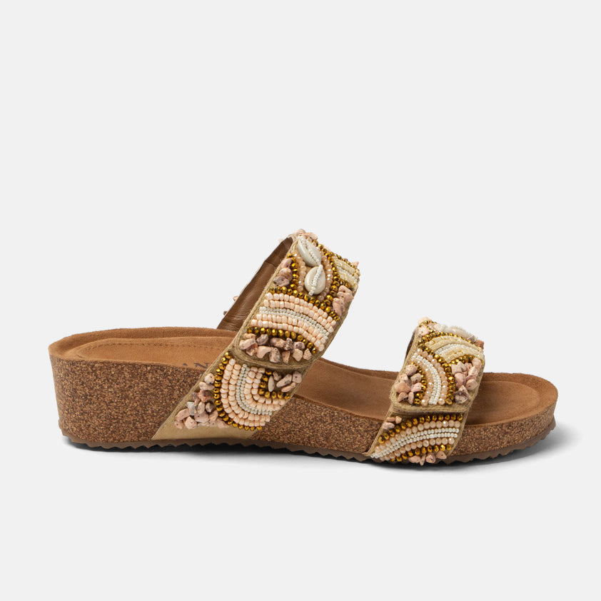 Dagmar Dames Slippers Leer Beige