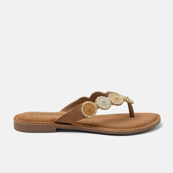 Loua Dames Teenslippers Suede Beige Loua Dames Teenslippers Suede Beige