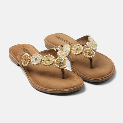 Loua Dames Teenslippers Suede Beige