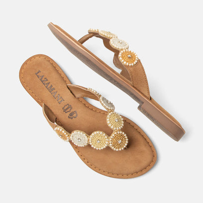 Loua Dames Teenslippers Suede Beige