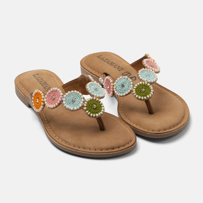 Loua Dames Teenslippers Leer Multi