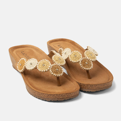 Mare Dames Teenslippers Suede Beige