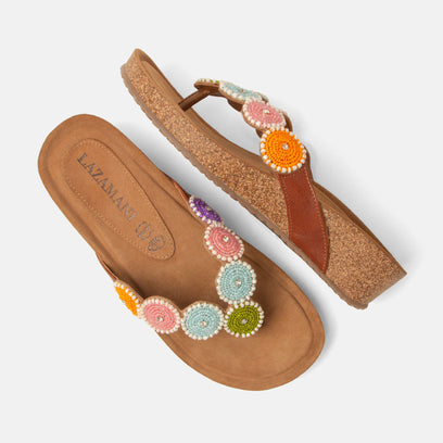 Mare Dames Teenslippers Leer Multi