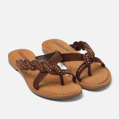 Lena Dames Slippers Suede Brown