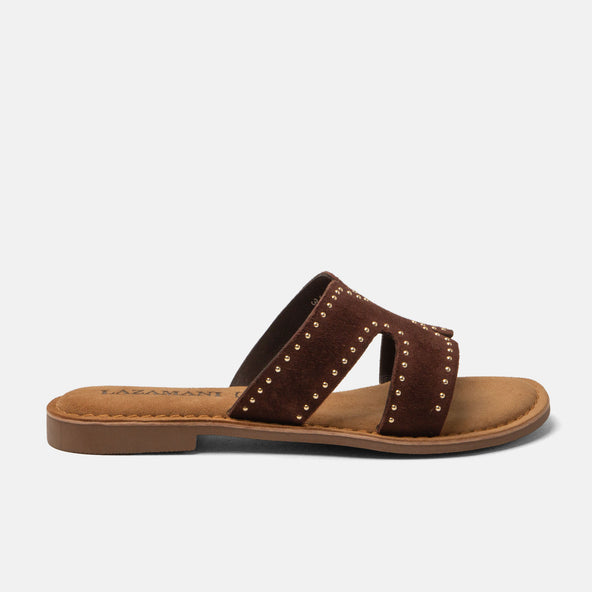 Lina Dames Slippers Suede Brown Lina Dames Slippers Suede Brown