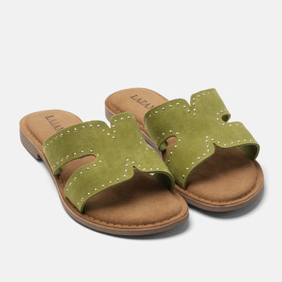Lina Dames Slippers Suede Green