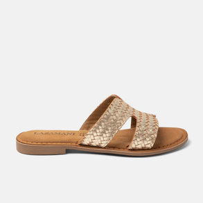 Puck Dames Slippers Leer Gold Puck Dames Slippers Leer Gold