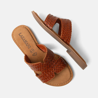 Puck Dames Slippers Leer Tan
