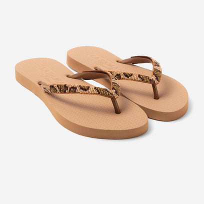 Lanzarote Beach Dames Slippers Leopard Brown
