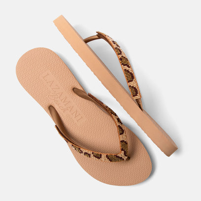 Lanzarote Beach Dames Slippers Leopard Brown