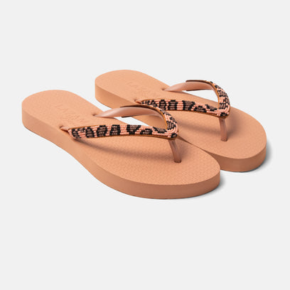Lanzarote Beach Dames Slippers Leopard Peach