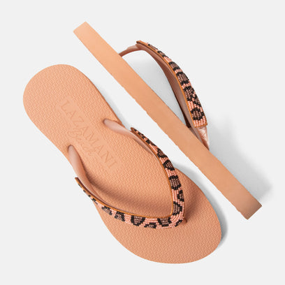Lanzarote Beach Dames Slippers Leopard Peach