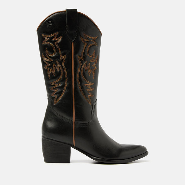 Gisele Dames Cowboy Laarzen Leer Black Gisele Dames Cowboy Laarzen Leer Black