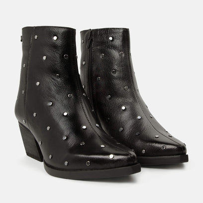 Claire Dames Enkellaarsjes Leer Black